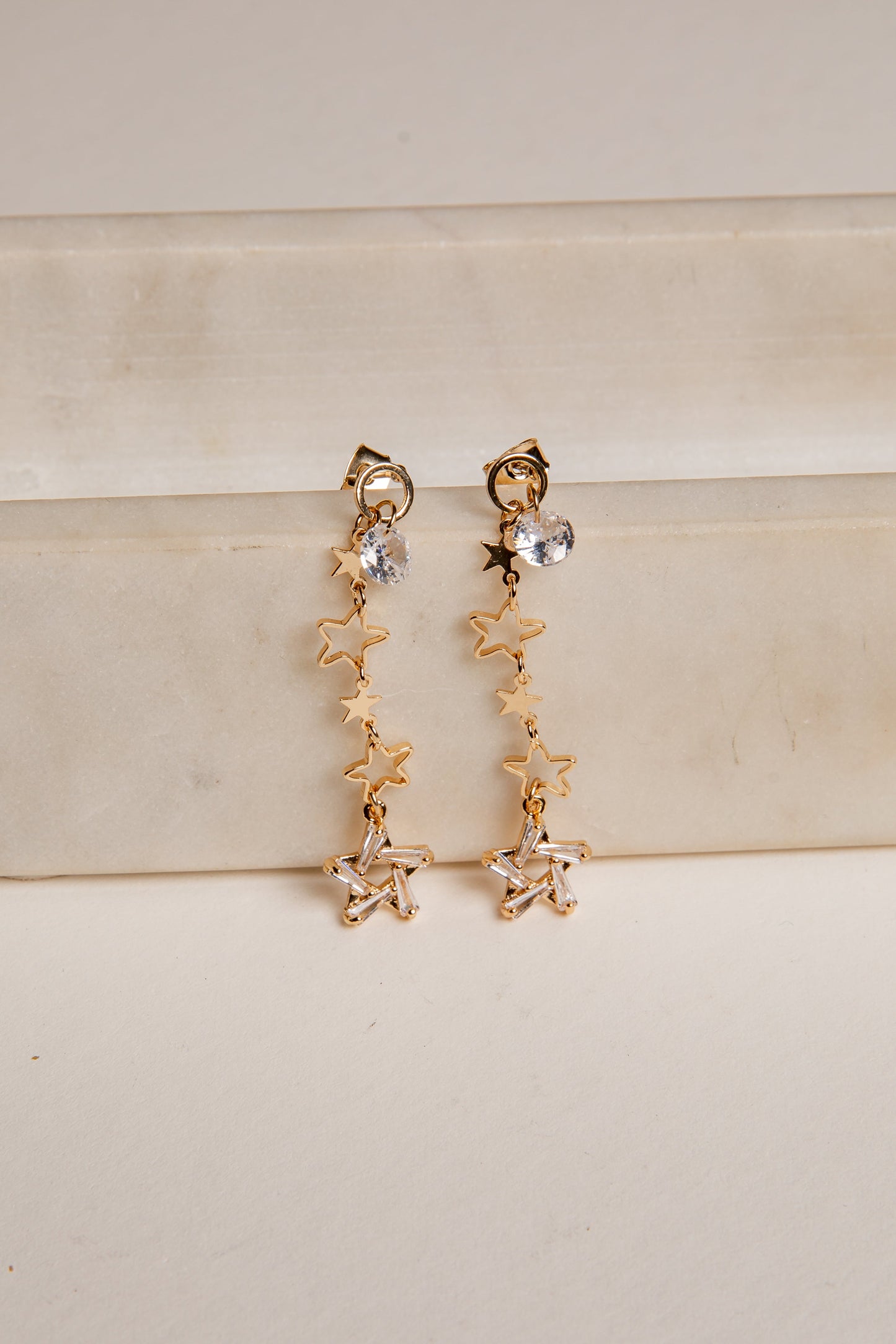 Wren Gold Star Drop Earrings