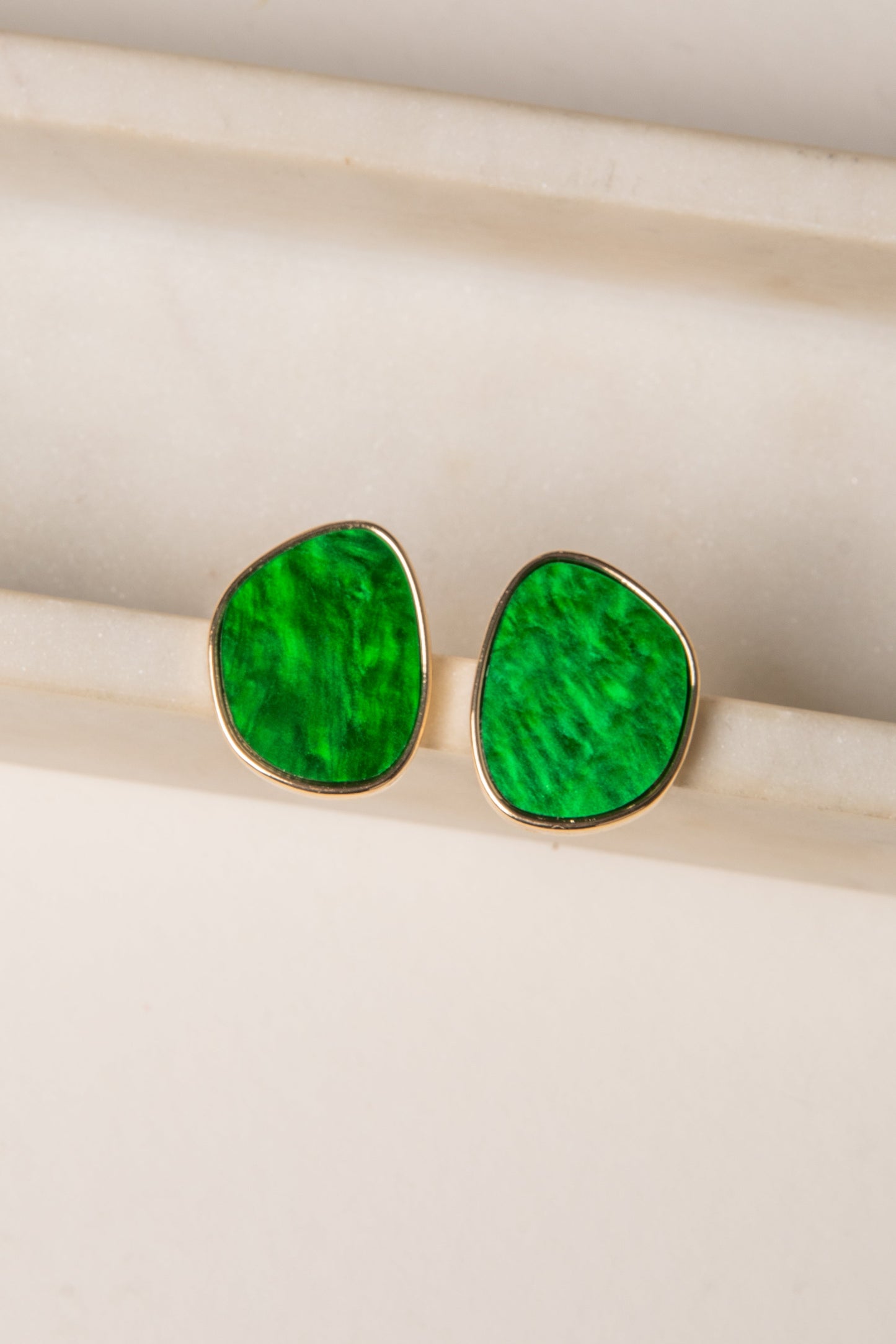 Maggie Green Stone Stud Earrings