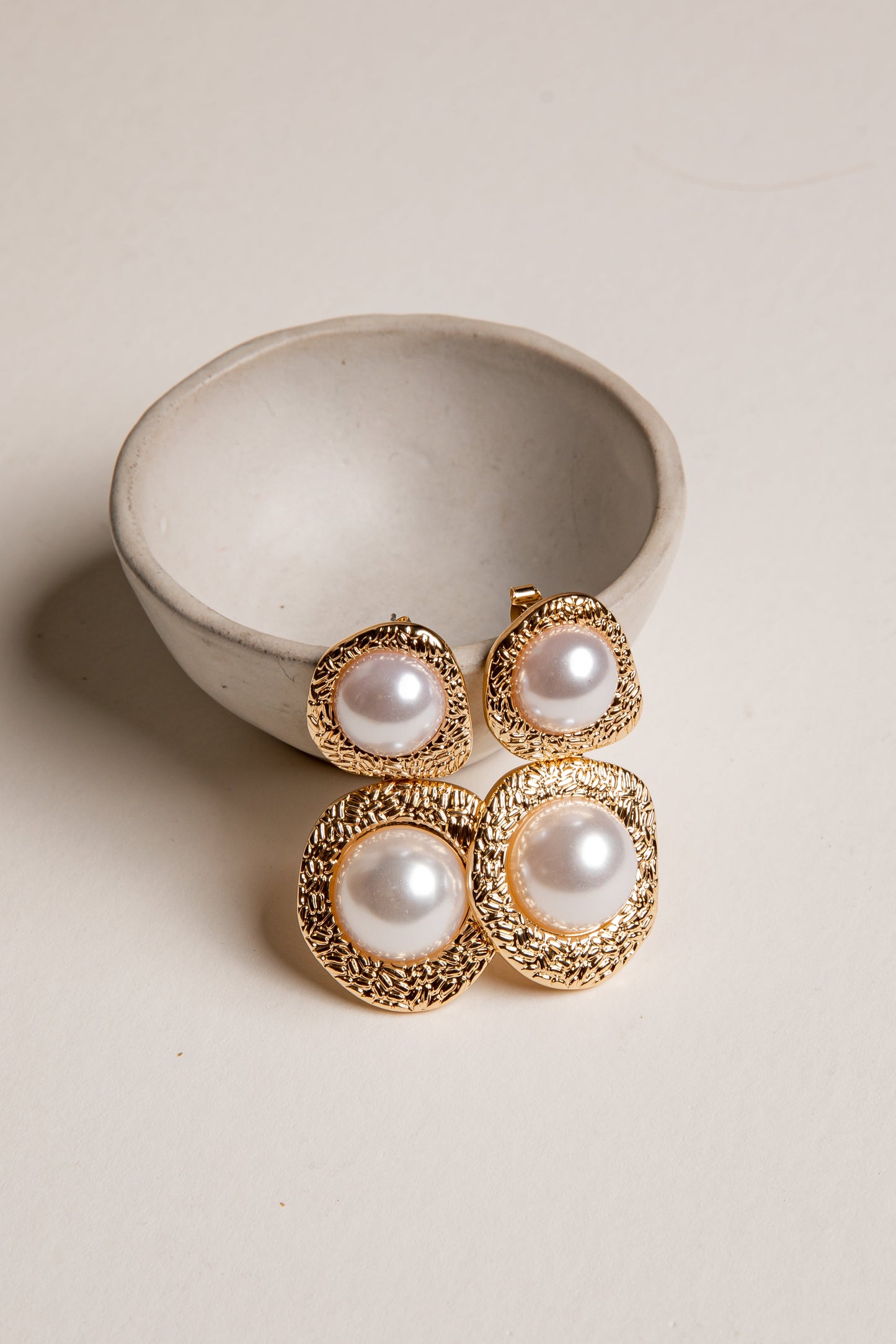 Kim White Pearl Drop Earrings