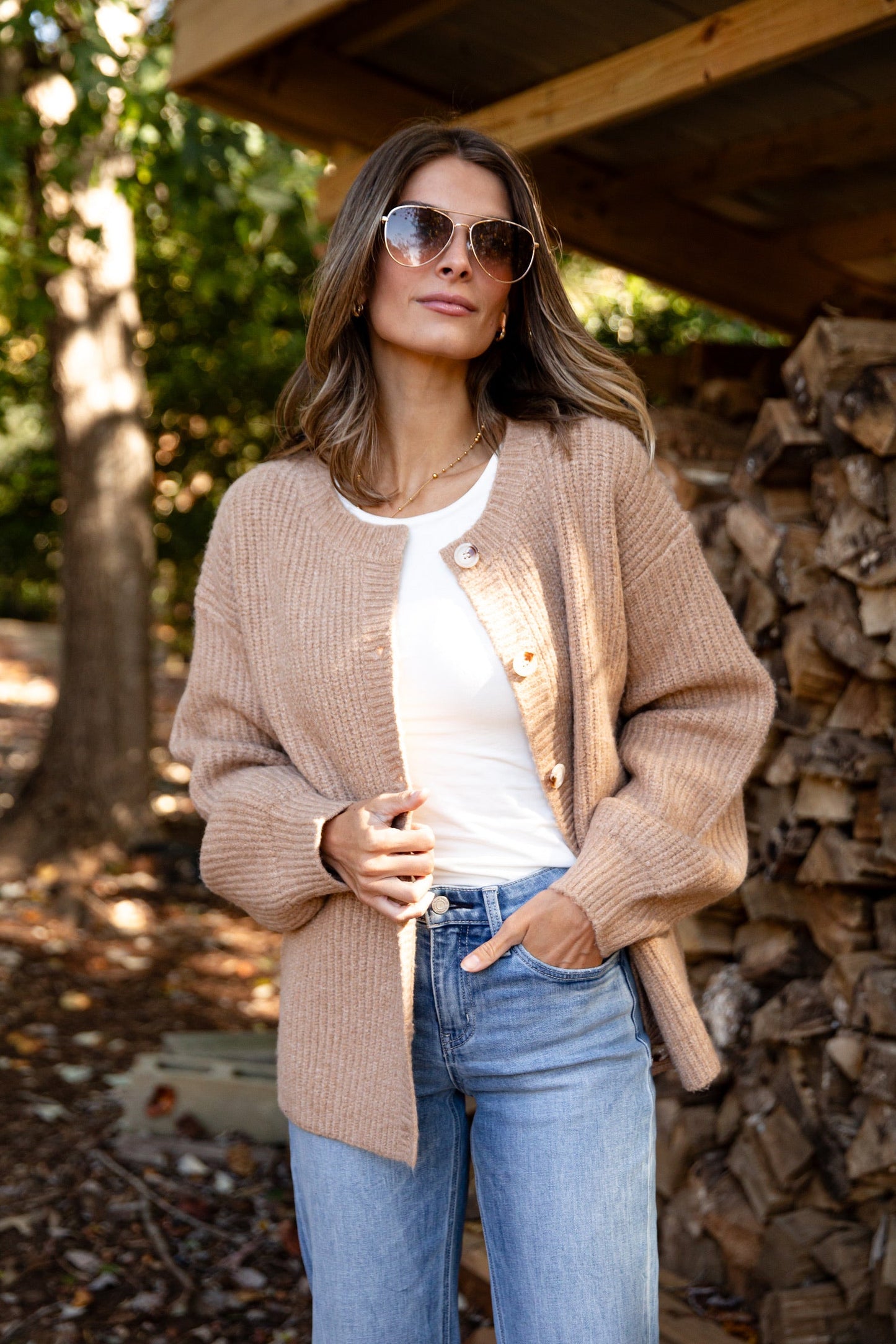 Cuddly Delight Taupe Sweater Cardigan