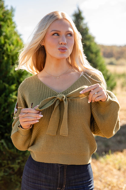 Cozy Sweetness Bow Sweater - DU DEAL