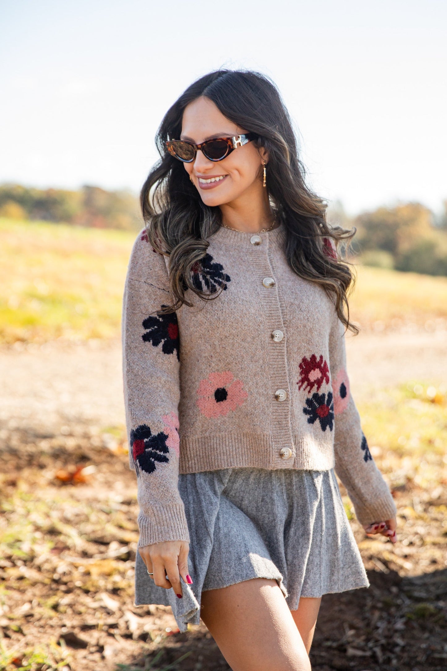 Amazing Memories Mocha Floral Sweater Cardigan