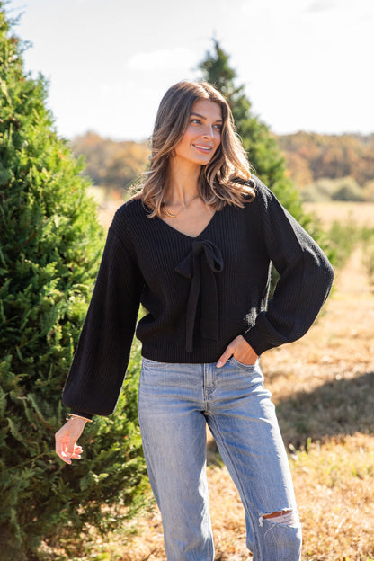 Cozy Sweetness Bow Sweater - DU DEAL