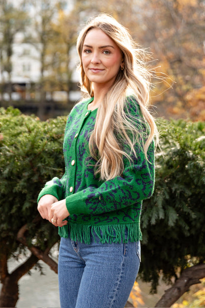 Ultimate Beauty Green Fringe Sweater Cardigan