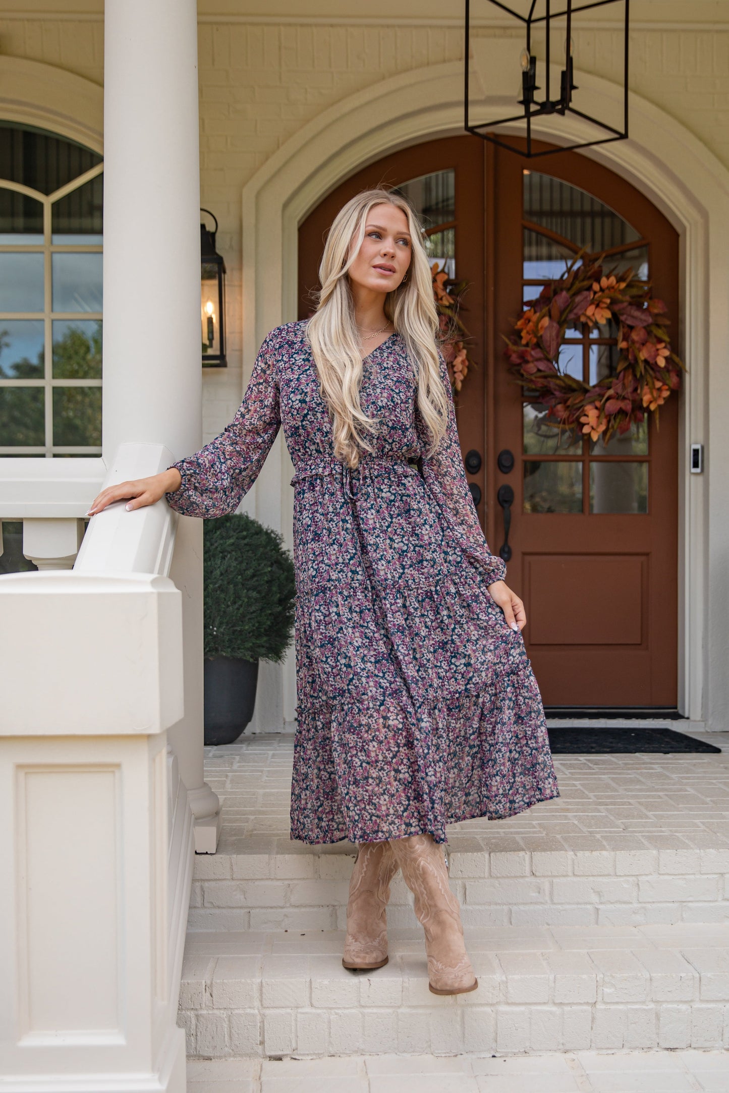 Giving You My Heart Teal Floral Midi Dress