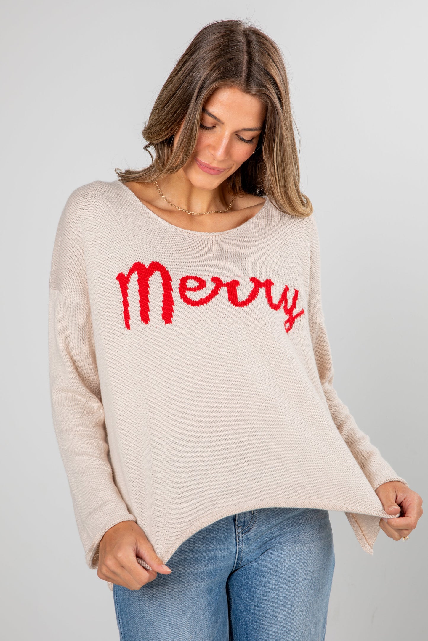 Beige Merry Sweater - DOORBUSTER