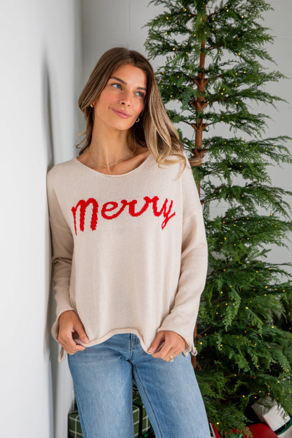 Beige Merry Sweater - DOORBUSTER