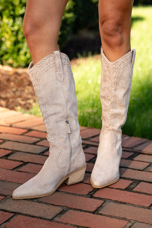 Set The Tone Beige Western Boots