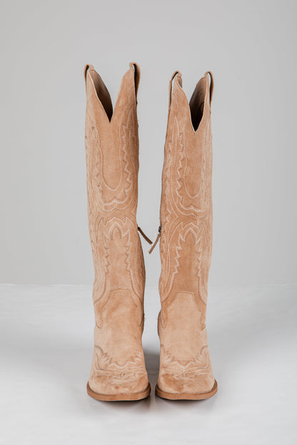 Staying Put Beige Western Boots