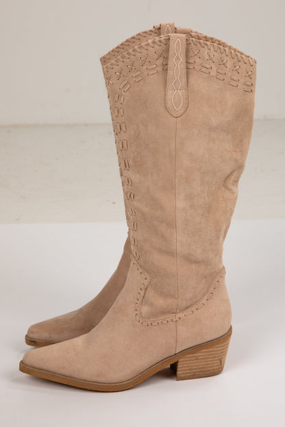 Set The Tone Beige Western Boots