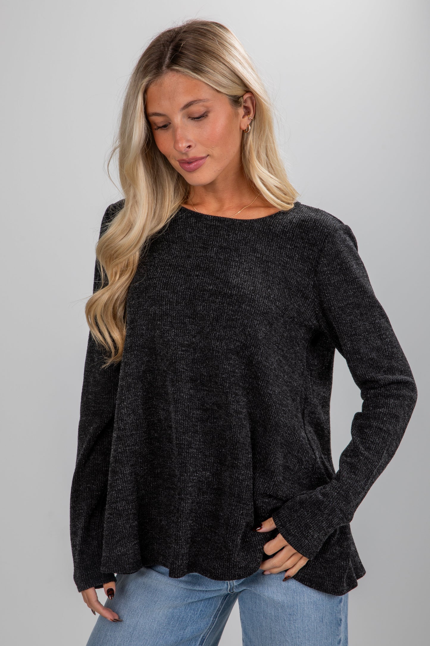 Undeniably Cute Black Knit Tie-Back Top - DU DEAL