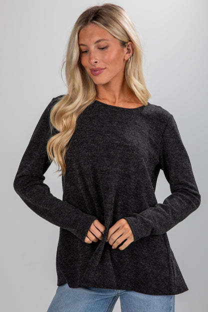 Undeniably Cute Black Knit Tie-Back Top - DU DEAL
