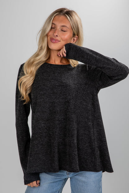 Undeniably Cute Black Knit Tie-Back Top - DU DEAL