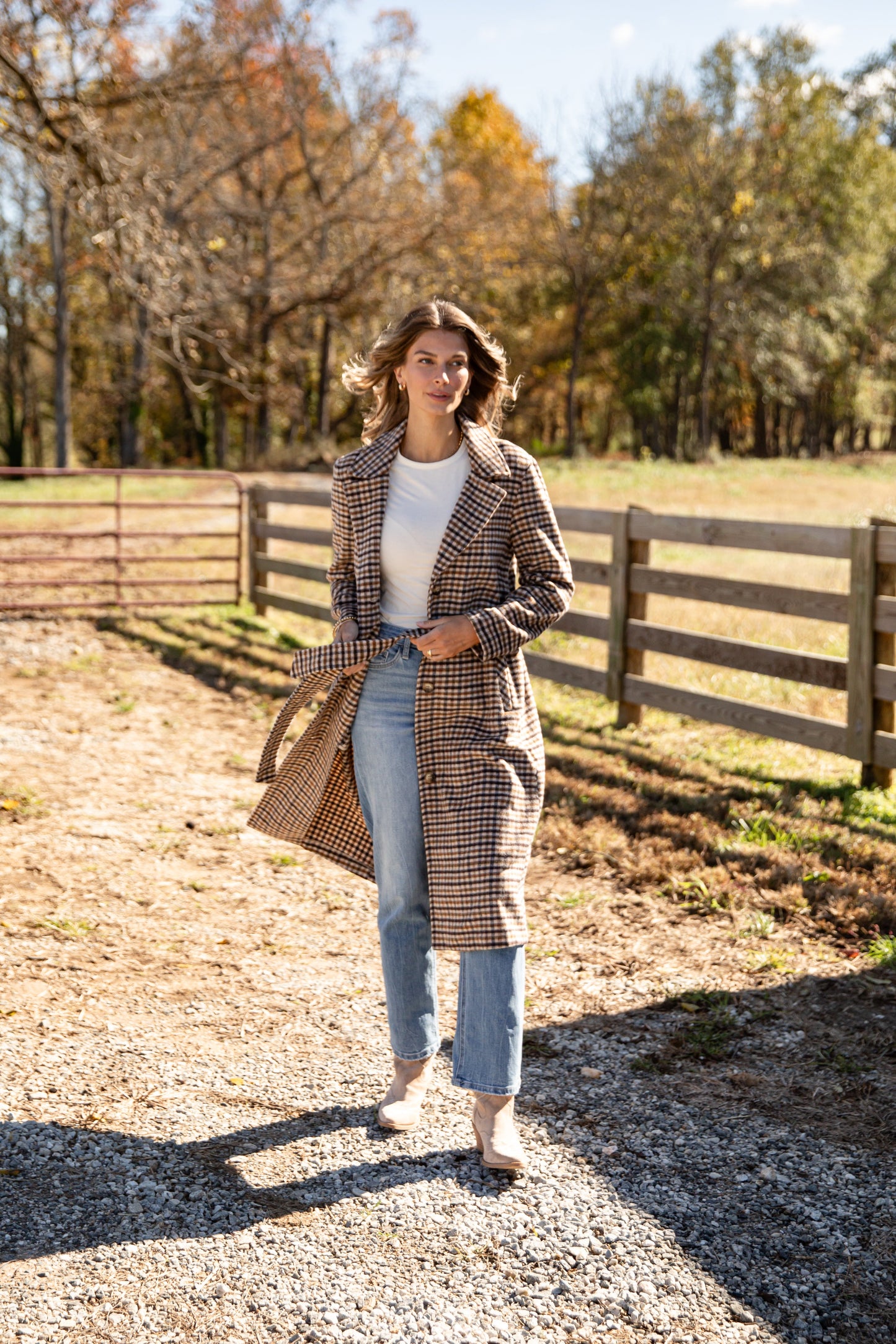 Bring The Drama Brown Plaid Trench Coat