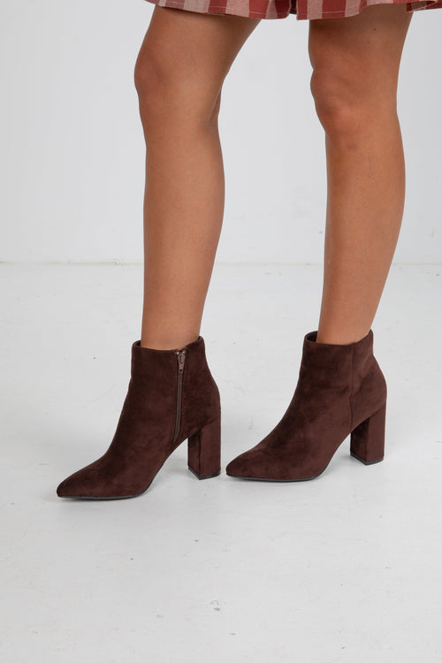 Point Of View Brown Suede Booties