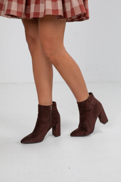 Point Of View Brown Suede Booties