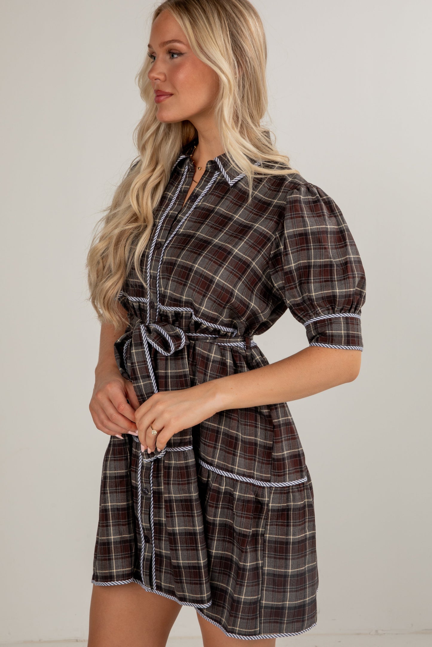 Showing You My Best Charcoal Plaid Mini Dress