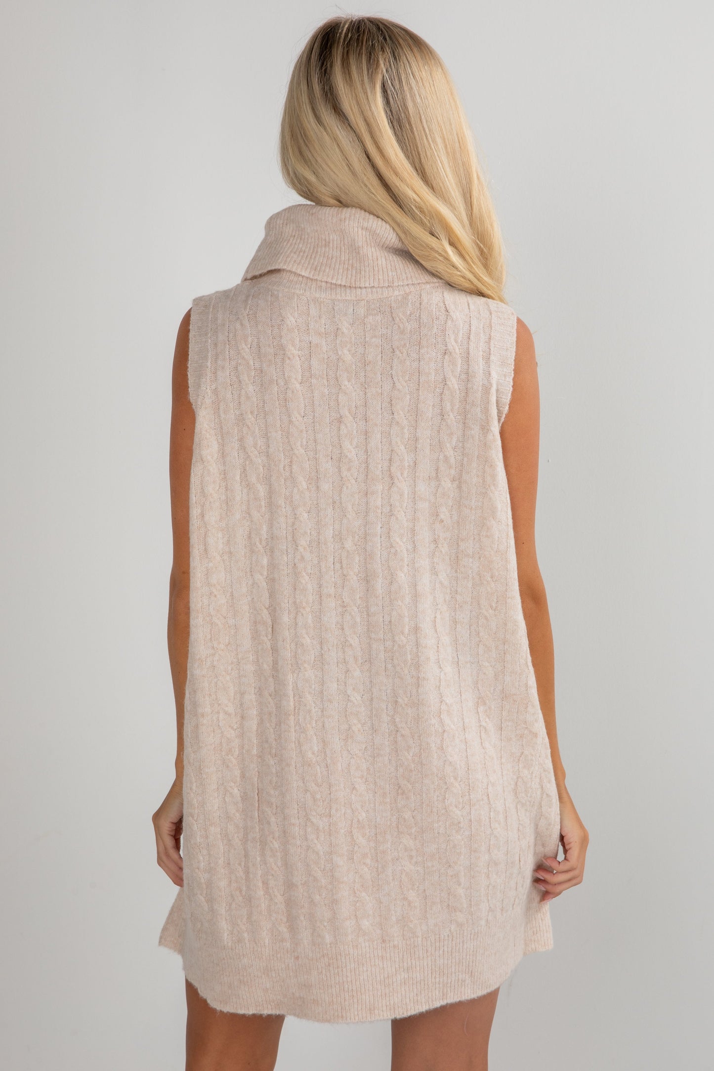 Time Well Spent Cable Knit Turtleneck Sweater Dress