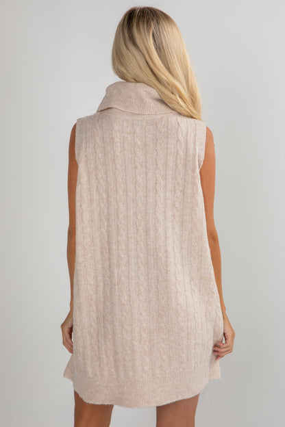 Time Well Spent Cable Knit Turtleneck Sweater Dress