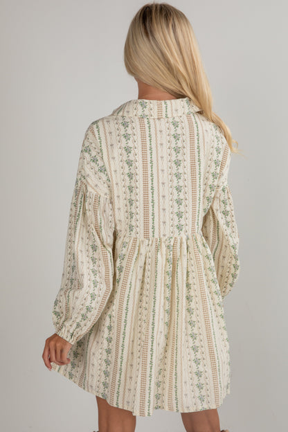 Right In Front Of You Cream Floral Babydoll Mini Dress