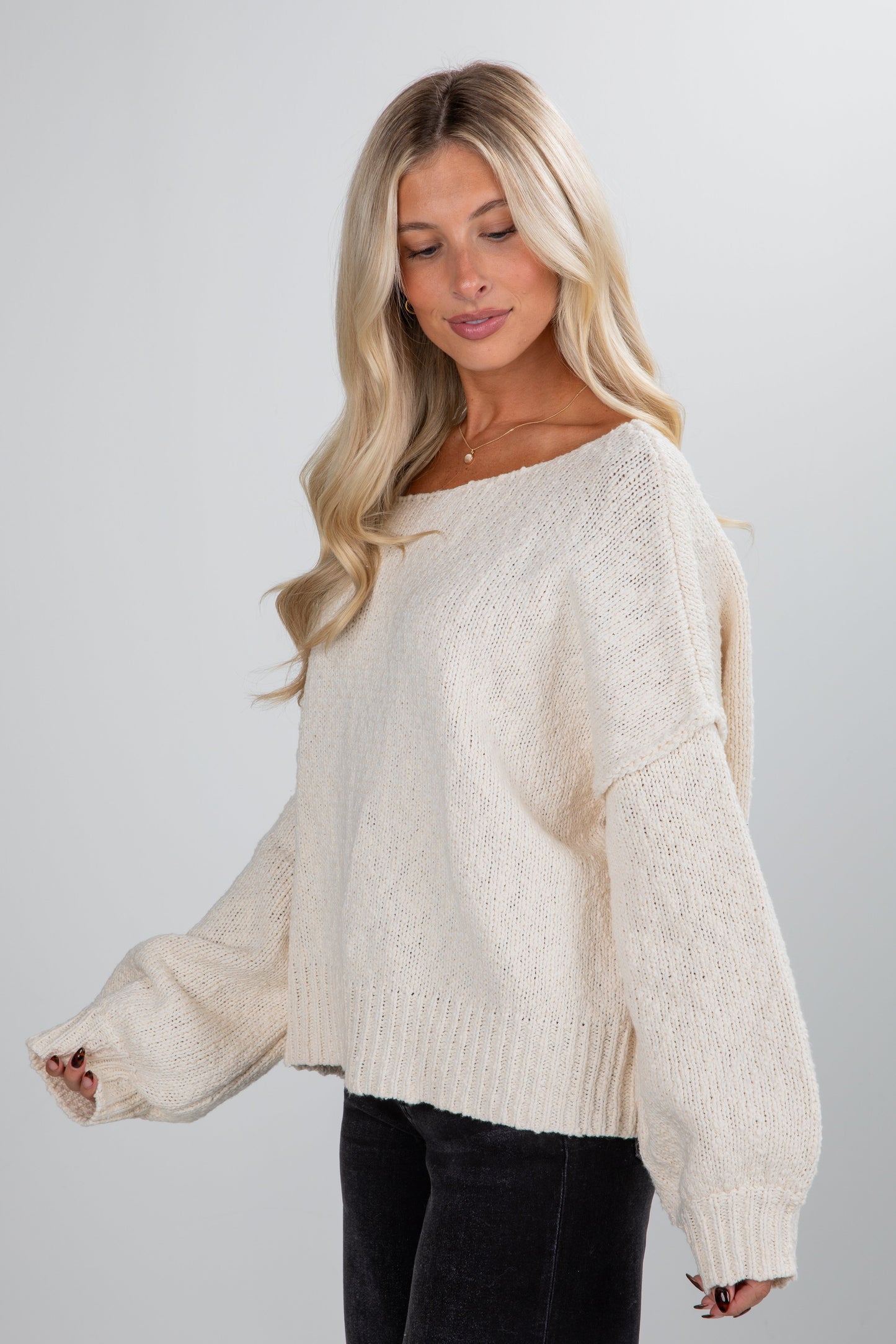 Moments Of Cozy Cream Oversized Sweater