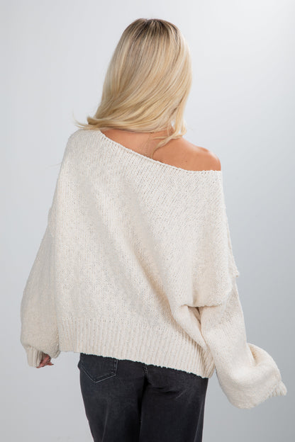 Moments Of Cozy Cream Oversized Sweater