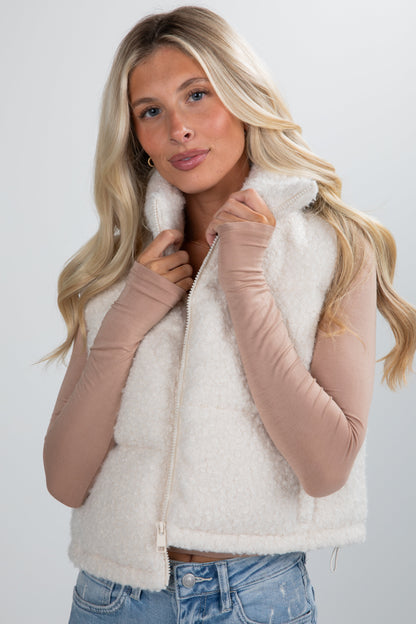 By The Campfire Cream Teddy Puffer Vest
