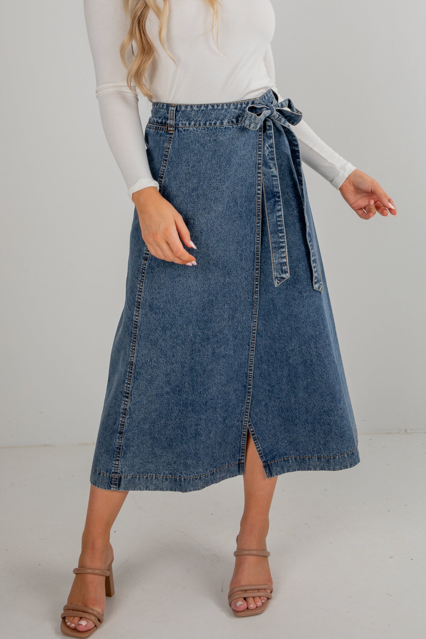 Believe What You See Denim Midi Skirt