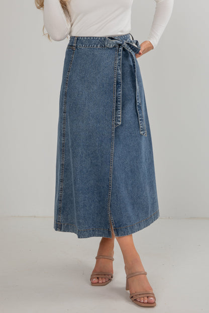 Believe What You See Denim Midi Skirt