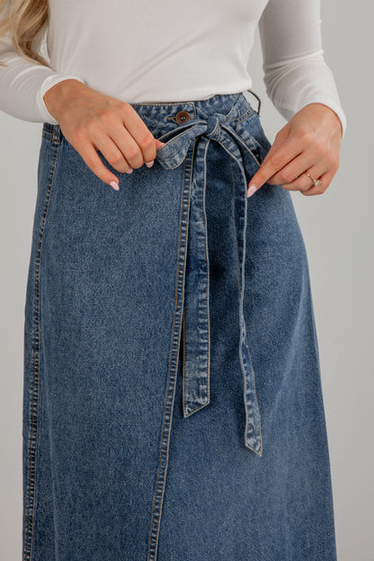 Believe What You See Denim Midi Skirt