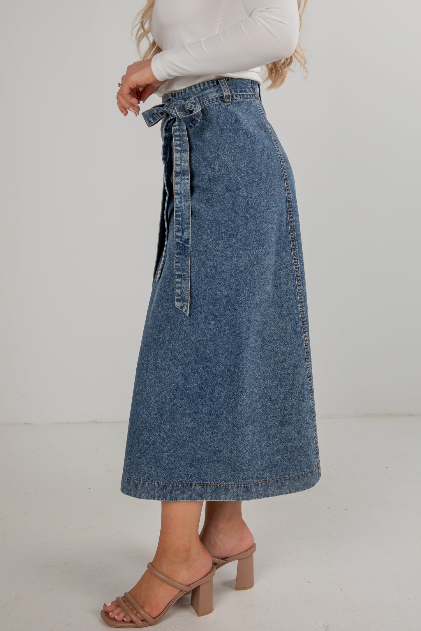Believe What You See Denim Midi Skirt