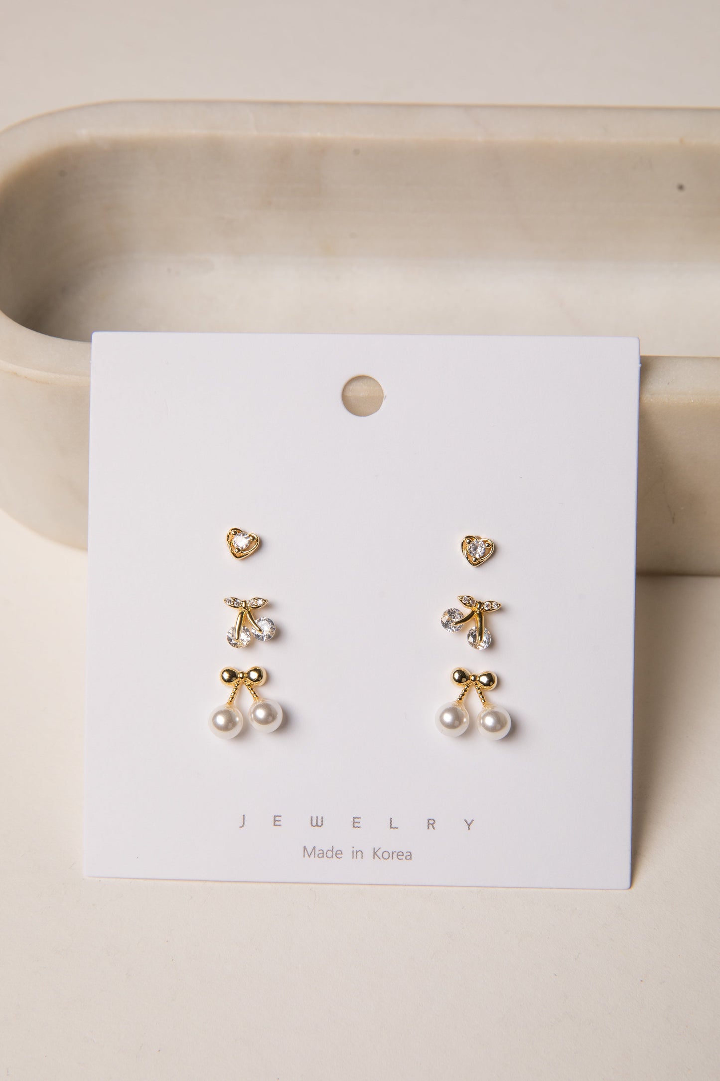 Josie Gold Cherry Stud Earring Set