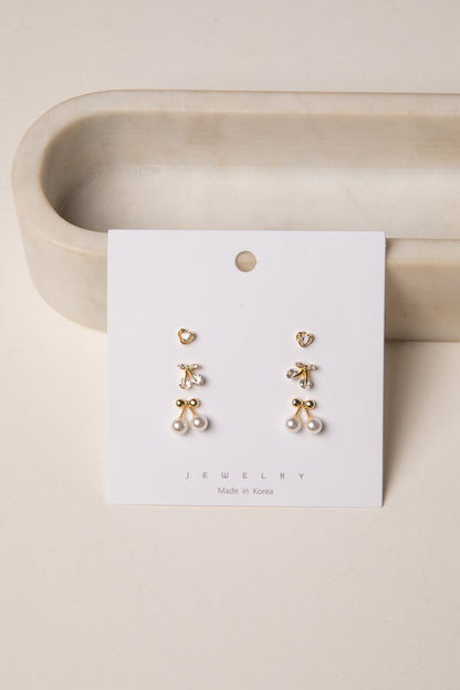 Josie Gold Cherry Stud Earring Set