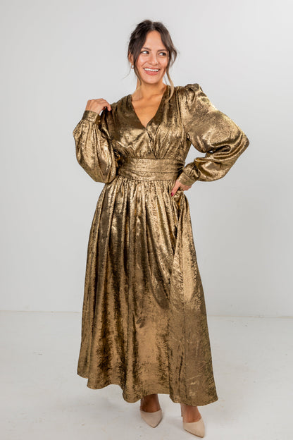 Pop The Champagne Gold Maxi Dress