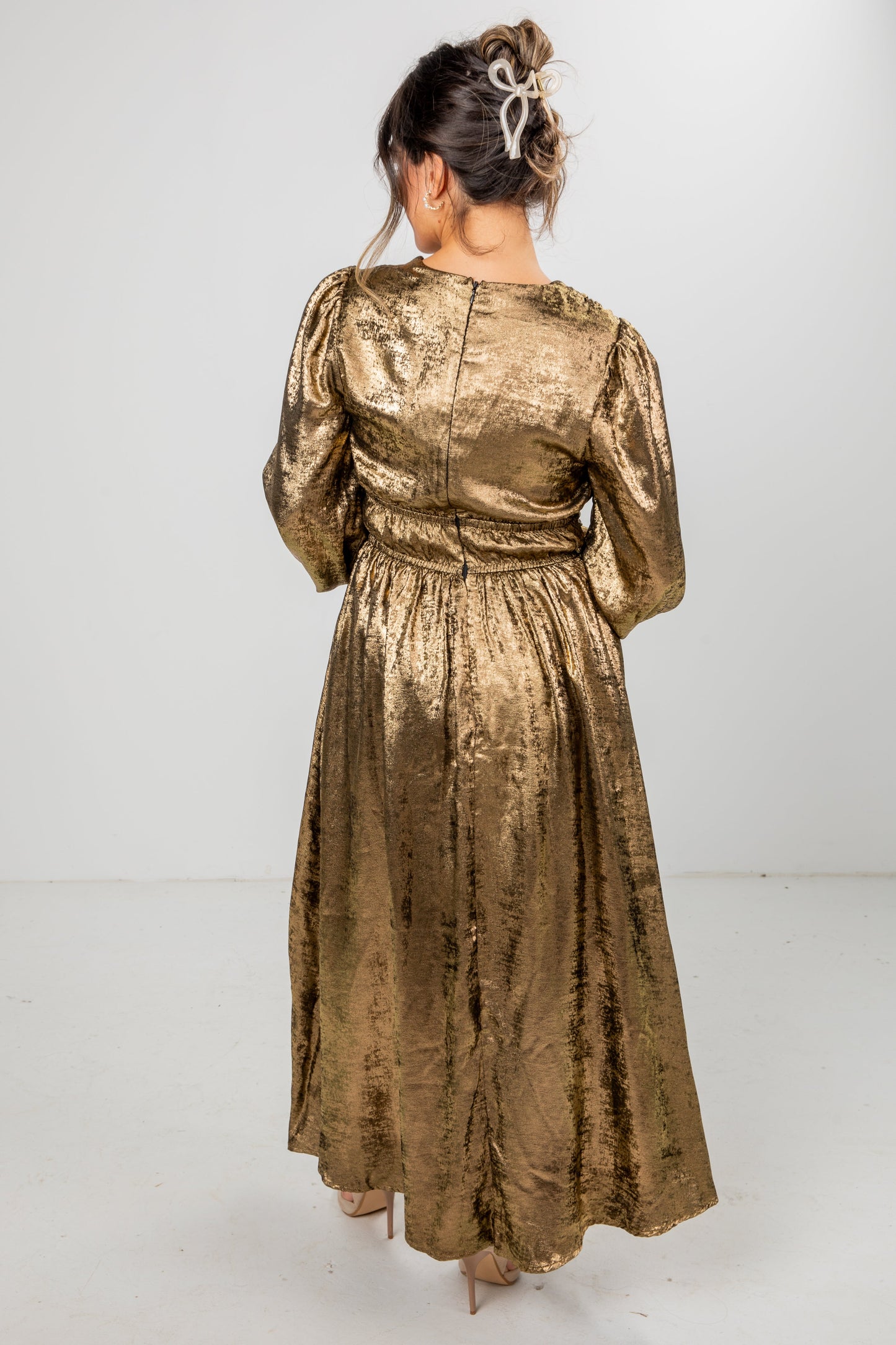 Pop The Champagne Gold Maxi Dress