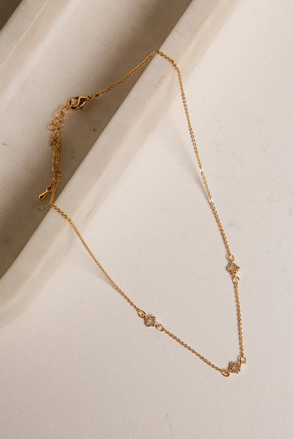 Hailey Gold Rhinestone Charm Necklace