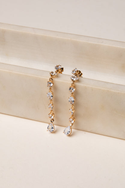 Madelyn Gold Rhinestone Chain Drop Earrings