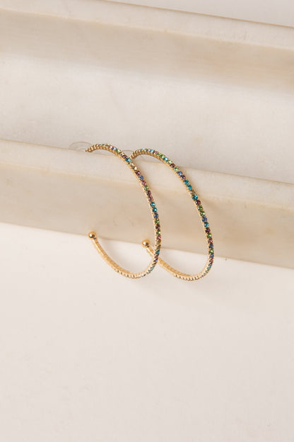 Ruby Gold Rhinestone Hoop Earrings