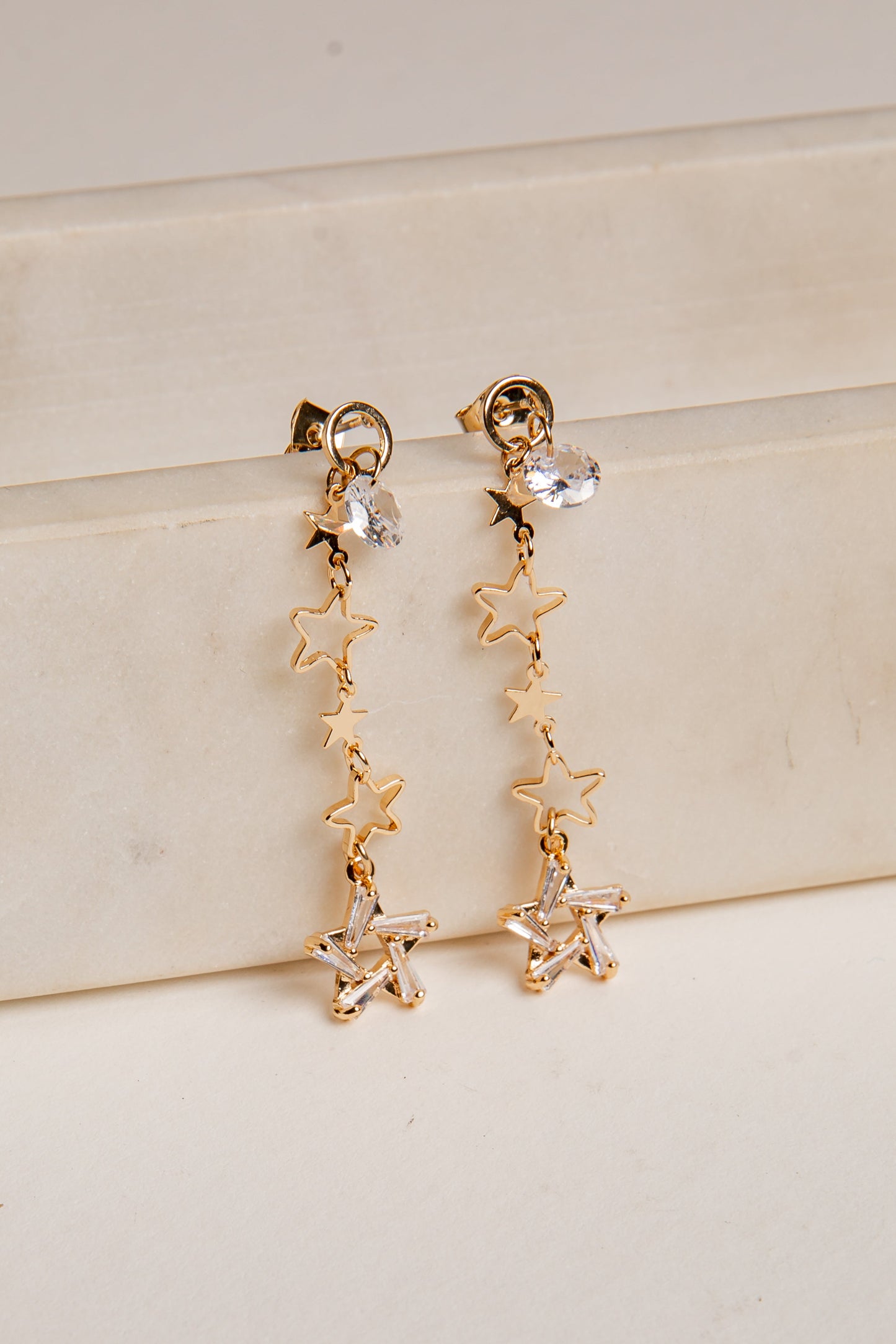 Wren Gold Star Drop Earrings
