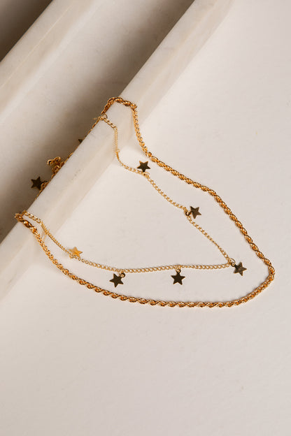 Brooklyn Gold Star Layered Chain Necklace