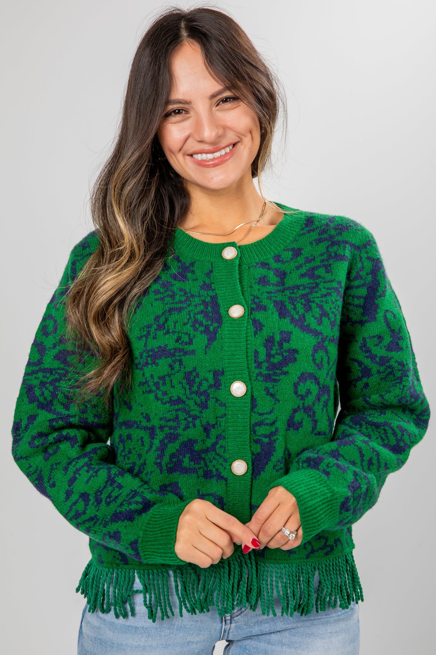 Ultimate Beauty Green Fringe Sweater Cardigan