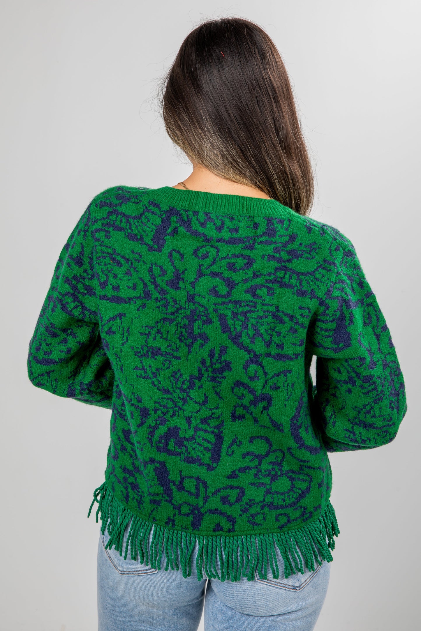 Ultimate Beauty Green Fringe Sweater Cardigan