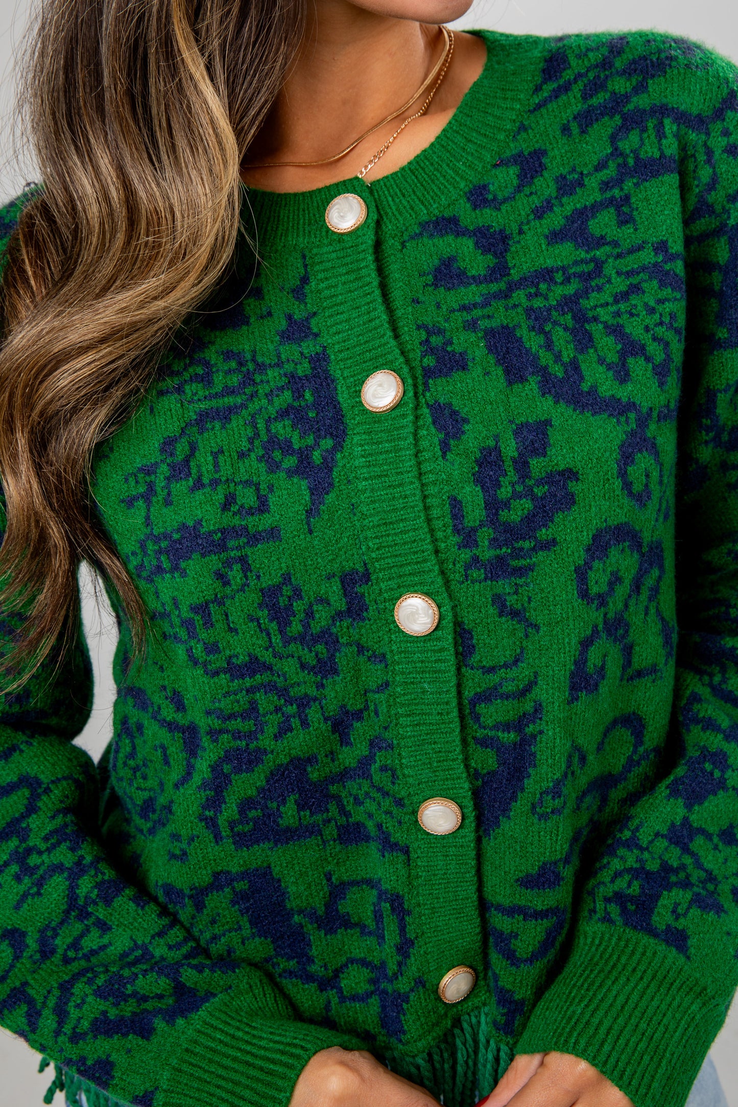 Ultimate Beauty Green Fringe Sweater Cardigan