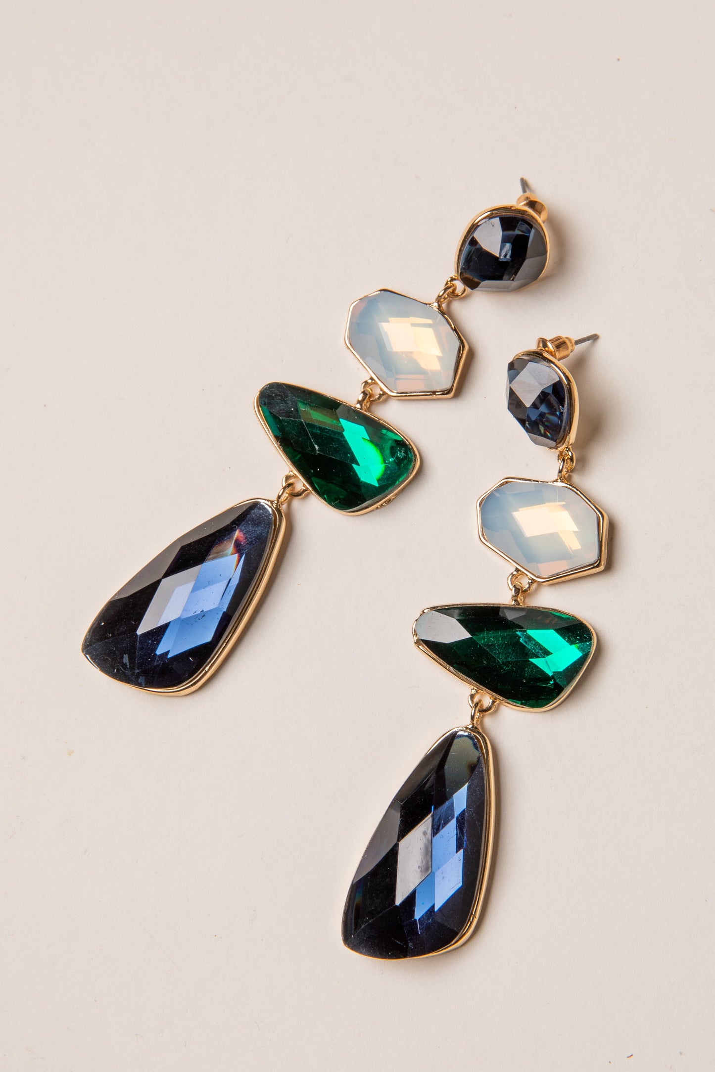 Julia Green Gemstone Tiered Drop Earrings