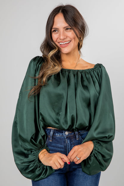 Lavish Looks Satin Off-The-Shoulder Blouse