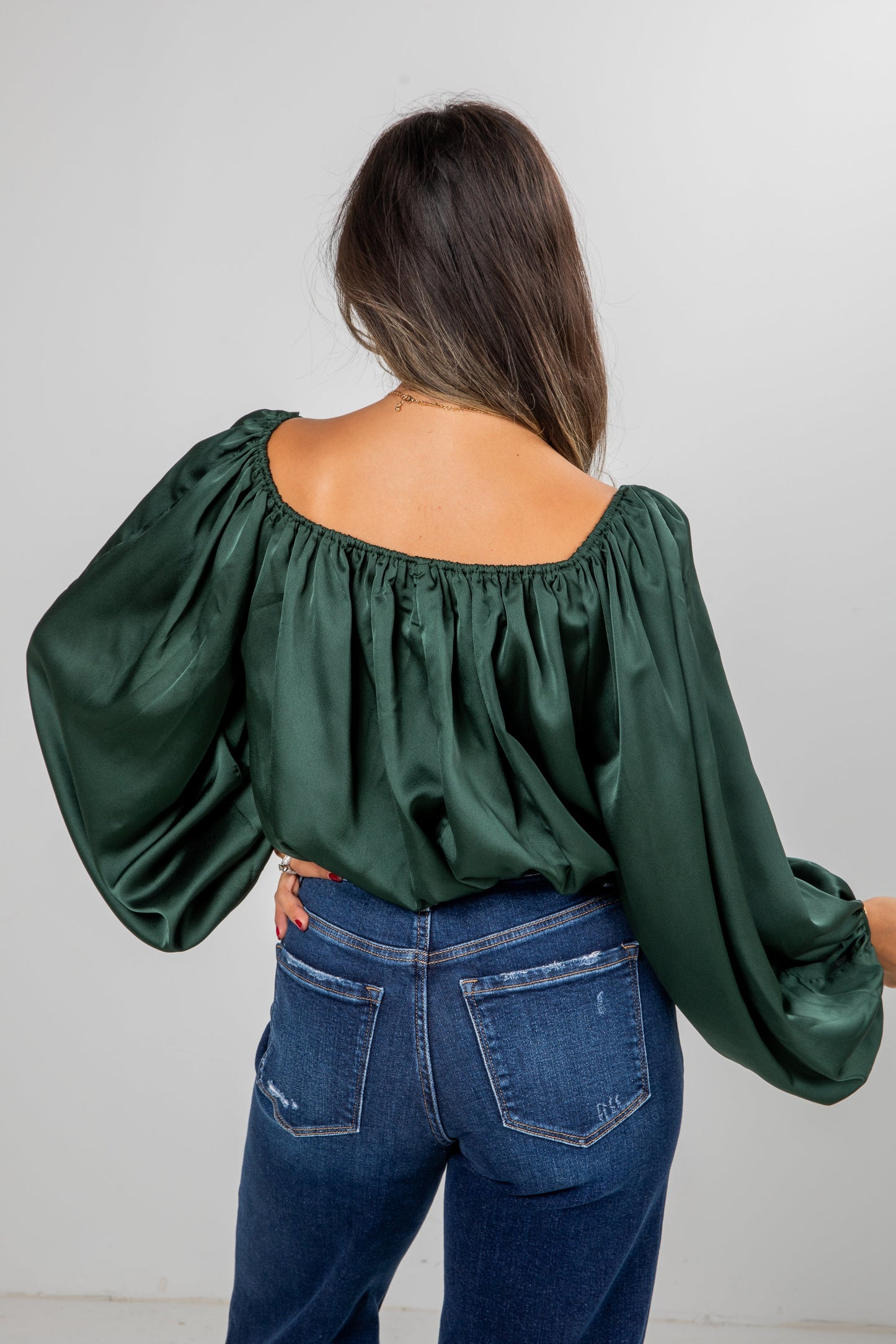 Lavish Looks Satin Off-The-Shoulder Blouse