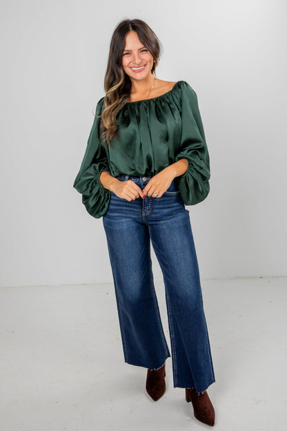 Lavish Looks Satin Off-The-Shoulder Blouse