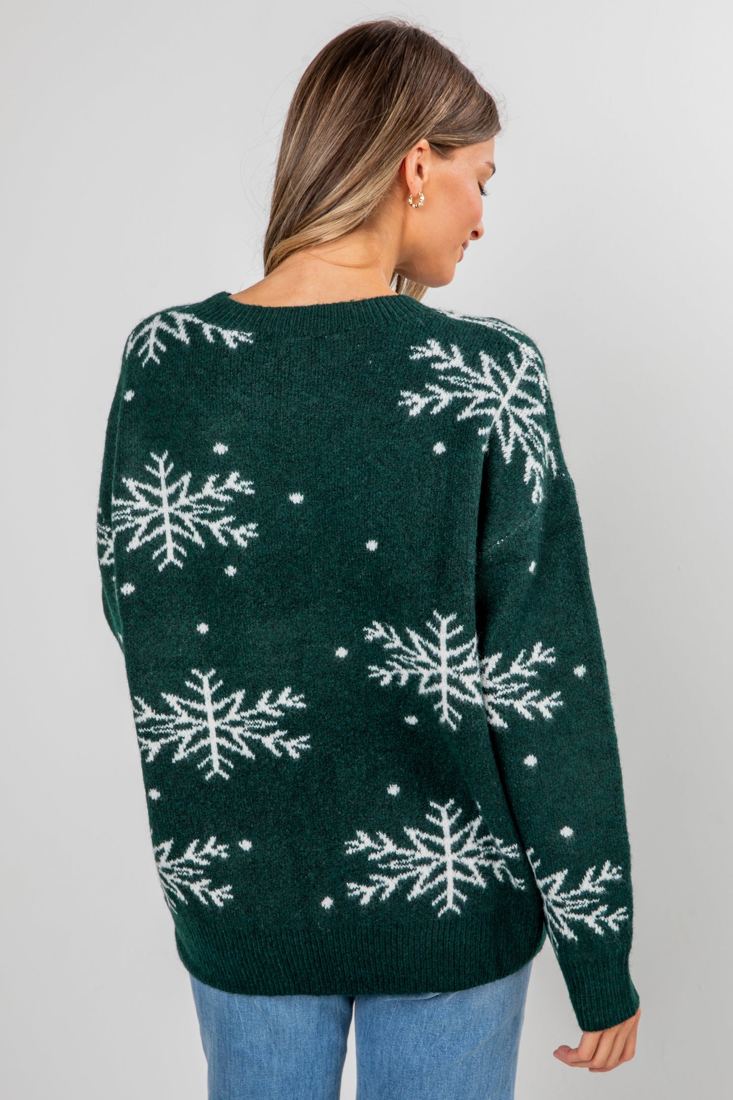 Let It Snow Hunter Green Snowflake Sweater