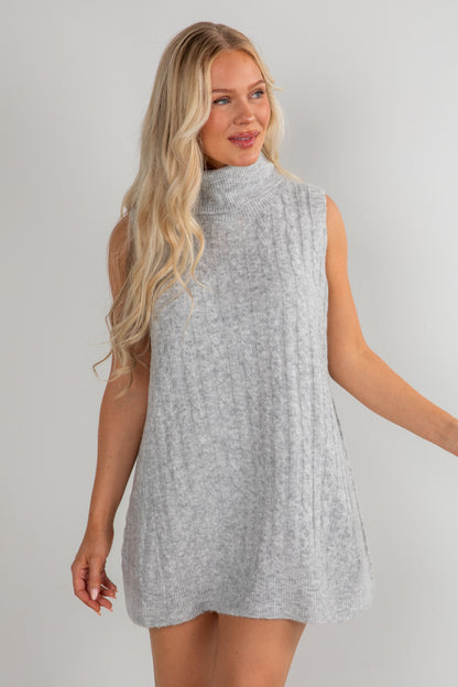 Time Well Spent Cable Knit Turtleneck Sweater Dress