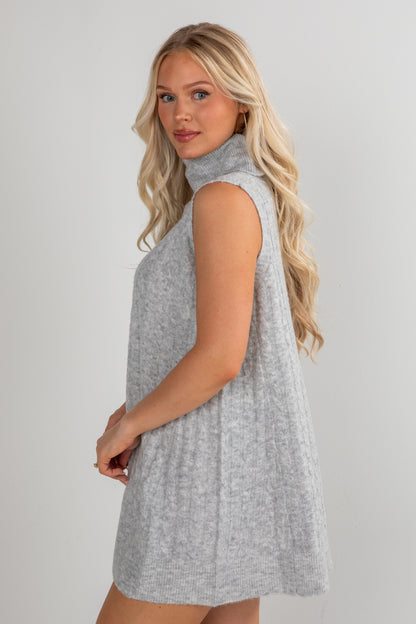 Time Well Spent Cable Knit Turtleneck Sweater Dress